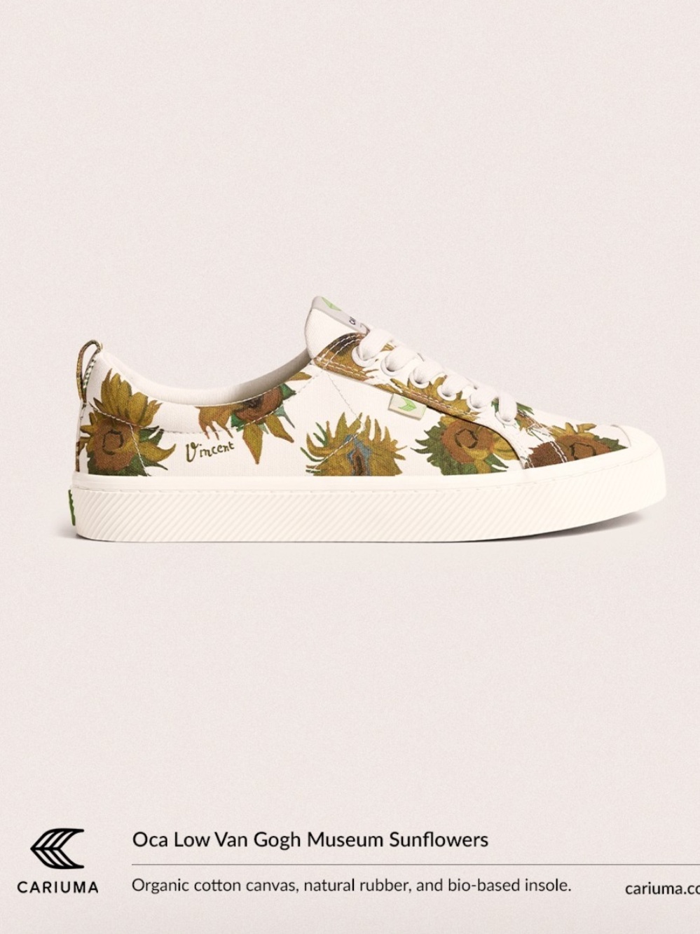 Cariuma Van Gogh Sunflower OCA Low Sneaker | 6.5, NEW with tags!